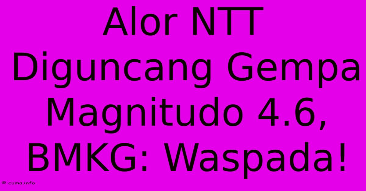 Alor NTT Diguncang Gempa Magnitudo 4.6, BMKG: Waspada! Alor NTT Diguncang Gempa Magnitudo 4.6, BMKG: Waspada!