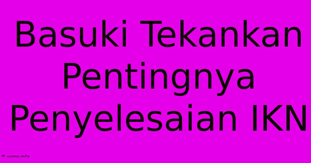 Basuki Tekankan Pentingnya Penyelesaian IKN Basuki Tekankan Pentingnya Penyelesaian IKN