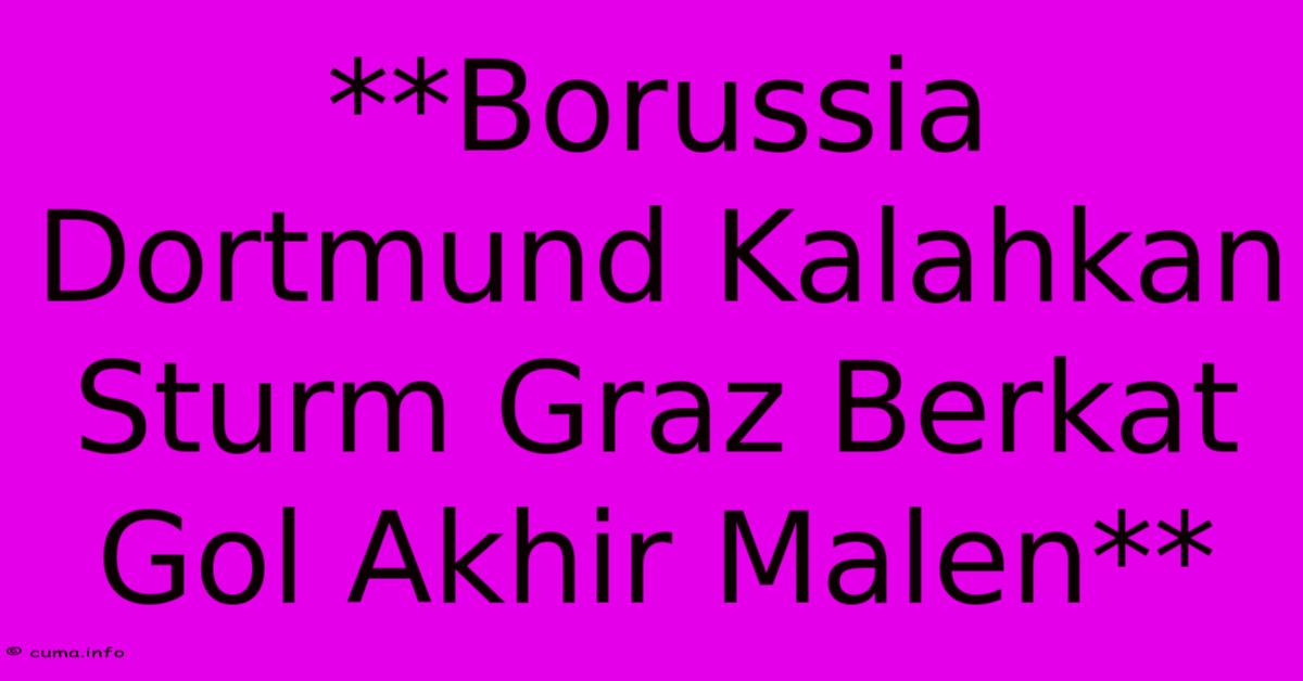 **Borussia Dortmund Kalahkan Sturm Graz Berkat Gol Akhir Malen** **Borussia Dortmund Kalahkan Sturm Graz Berkat Gol Akhir Malen**