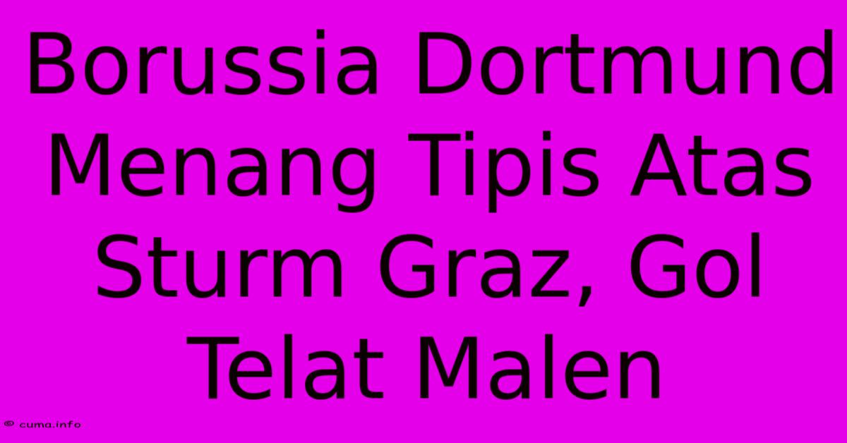 Borussia Dortmund Menang Tipis Atas Sturm Graz, Gol Telat Malen Borussia Dortmund Menang Tipis Atas Sturm Graz, Gol Telat Malen