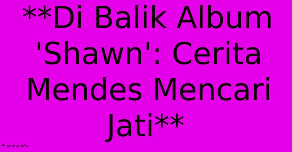 **Di Balik Album 'Shawn': Cerita Mendes Mencari Jati**