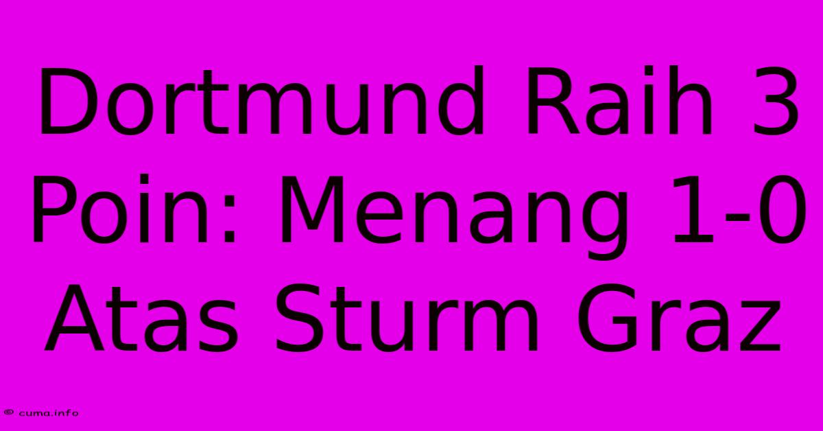 Dortmund Raih 3 Poin: Menang 1-0 Atas Sturm Graz Dortmund Raih 3 Poin: Menang 1-0 Atas Sturm Graz