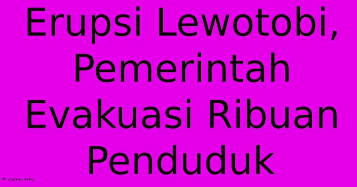 Erupsi Lewotobi, Pemerintah Evakuasi Ribuan Penduduk
