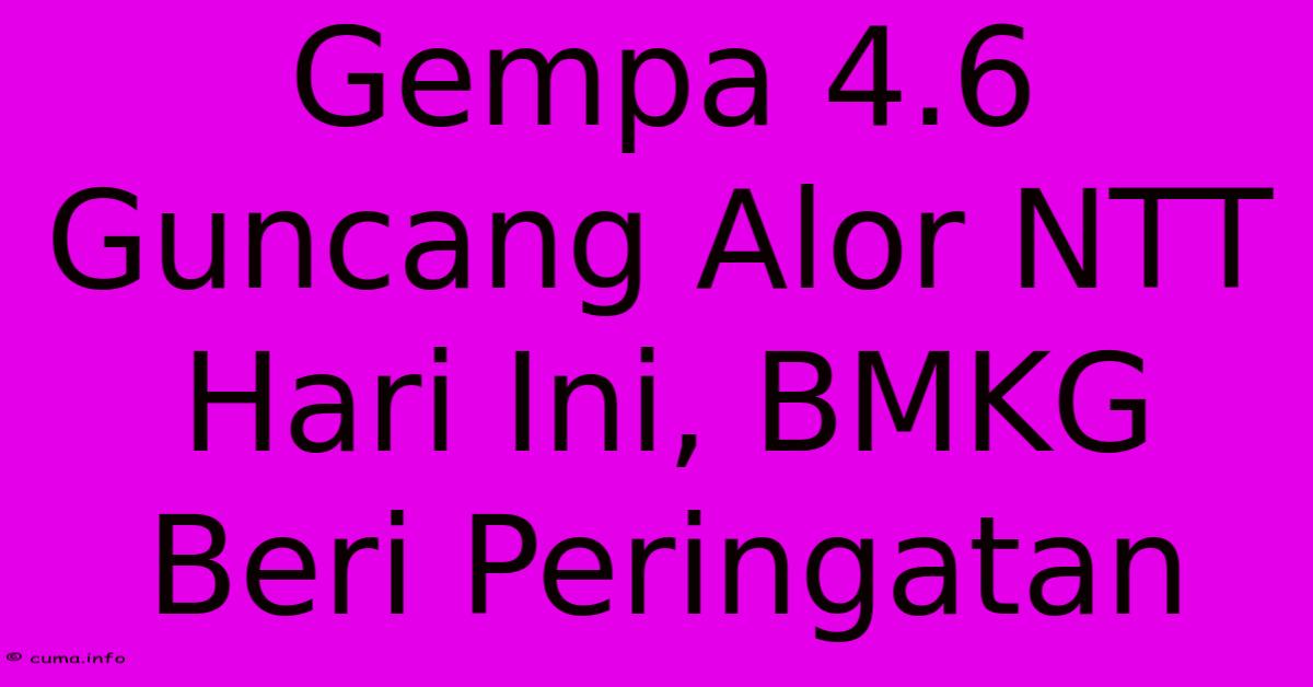 Gempa 4.6 Guncang Alor NTT Hari Ini, BMKG Beri Peringatan Gempa 4.6 Guncang Alor NTT Hari Ini, BMKG Beri Peringatan