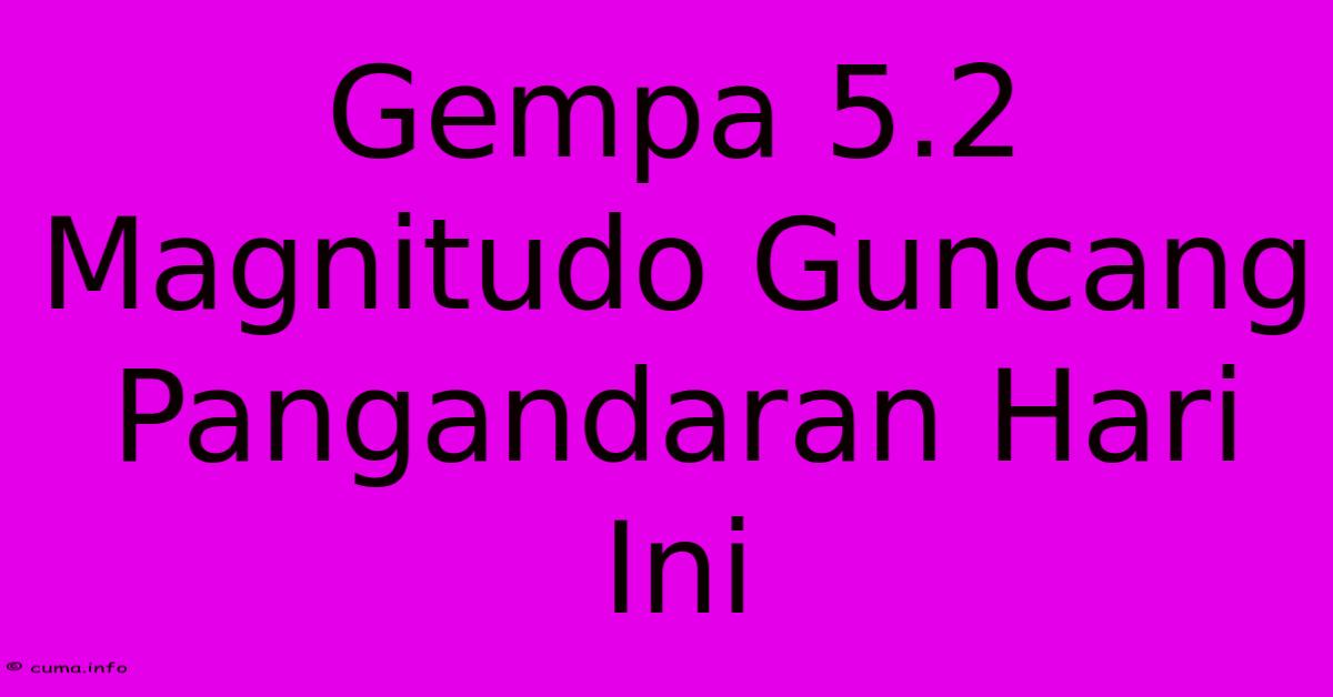 Gempa 5.2 Magnitudo Guncang Pangandaran Hari Ini