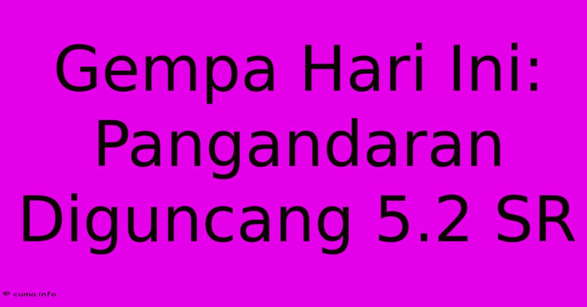 Gempa Hari Ini: Pangandaran Diguncang 5.2 SR Gempa Hari Ini: Pangandaran Diguncang 5.2 SR