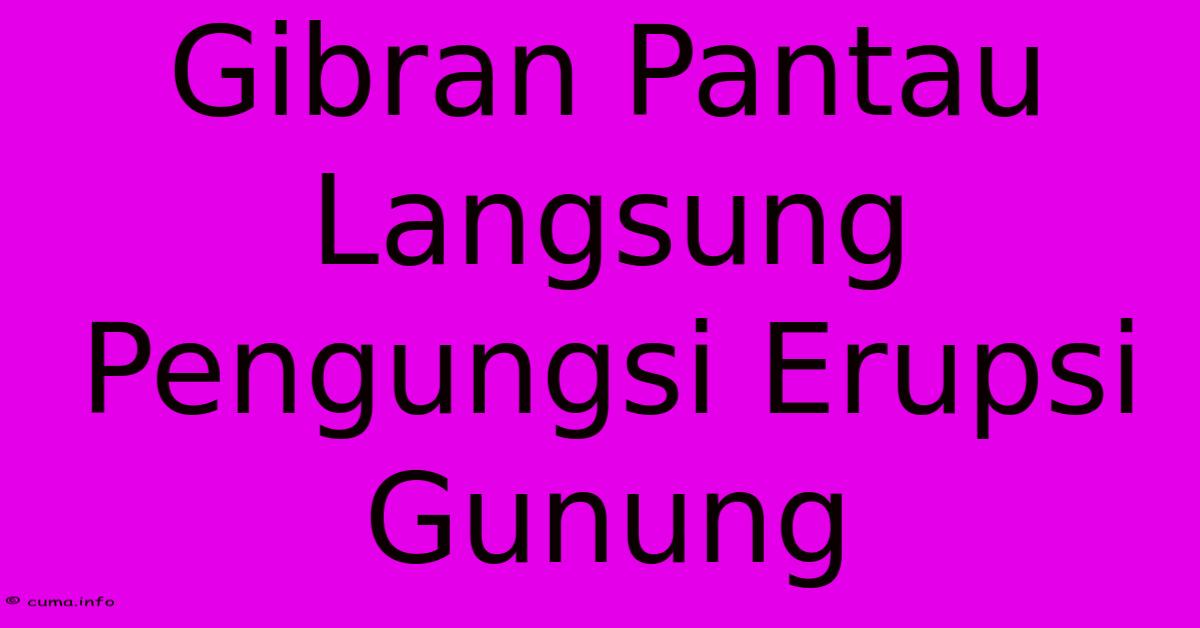 Gibran Pantau Langsung Pengungsi Erupsi Gunung Gibran Pantau Langsung Pengungsi Erupsi Gunung
