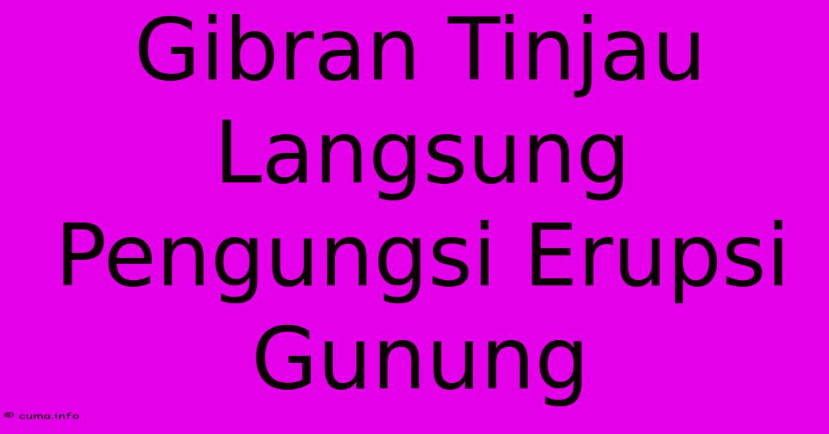 Gibran Tinjau Langsung Pengungsi Erupsi Gunung Gibran Tinjau Langsung Pengungsi Erupsi Gunung