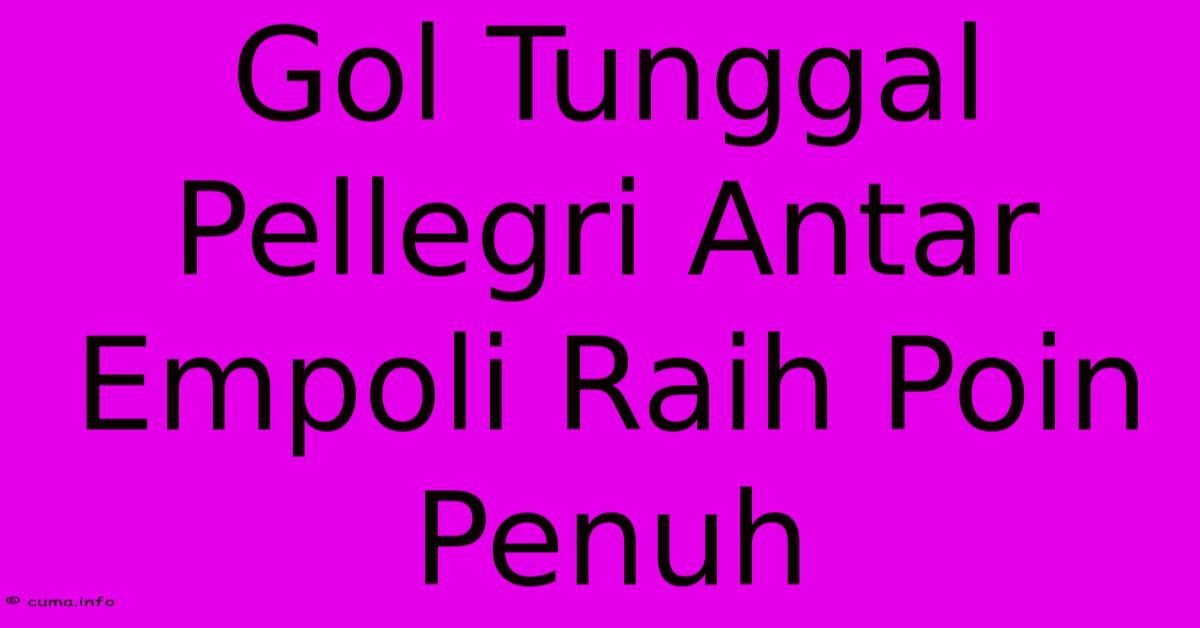 Gol Tunggal Pellegri Antar Empoli Raih Poin Penuh Gol Tunggal Pellegri Antar Empoli Raih Poin Penuh