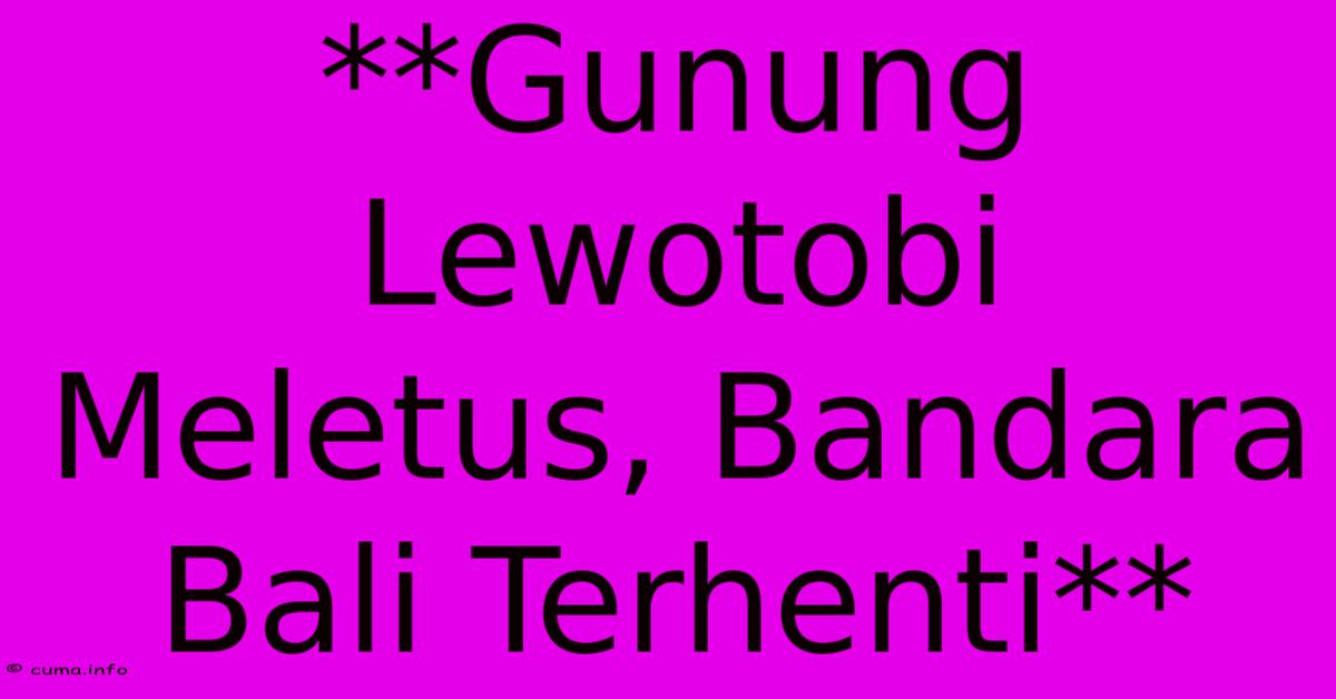 **Gunung Lewotobi Meletus, Bandara Bali Terhenti** 