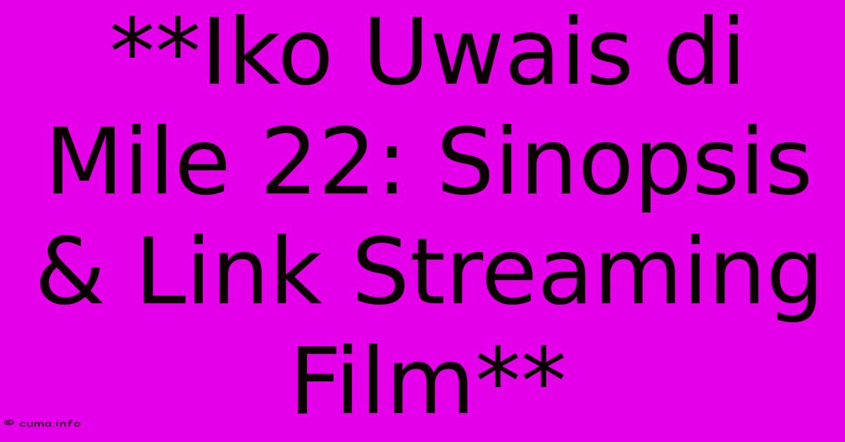 **Iko Uwais Di Mile 22: Sinopsis & Link Streaming Film** 