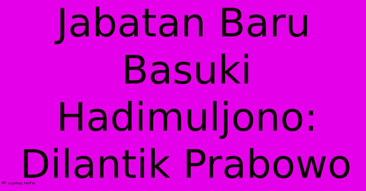Jabatan Baru Basuki Hadimuljono: Dilantik Prabowo Jabatan Baru Basuki Hadimuljono: Dilantik Prabowo