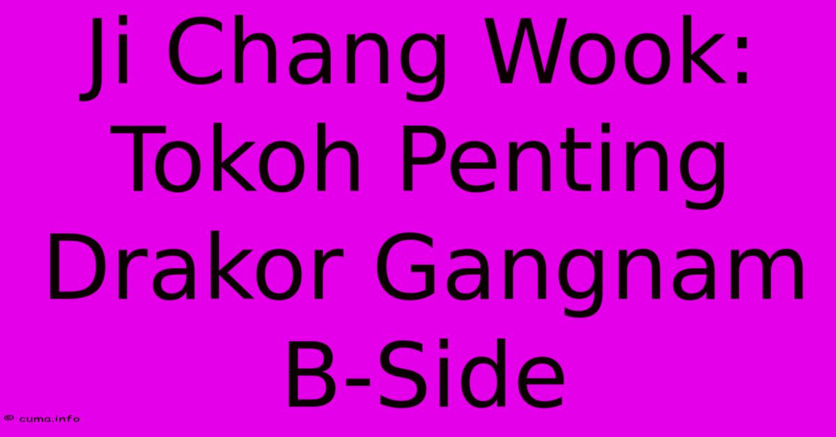 Ji Chang Wook: Tokoh Penting Drakor Gangnam B-Side Ji Chang Wook: Tokoh Penting Drakor Gangnam B-Side