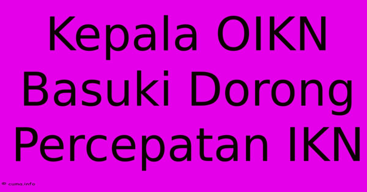 Kepala OIKN Basuki Dorong Percepatan IKN Kepala OIKN Basuki Dorong Percepatan IKN