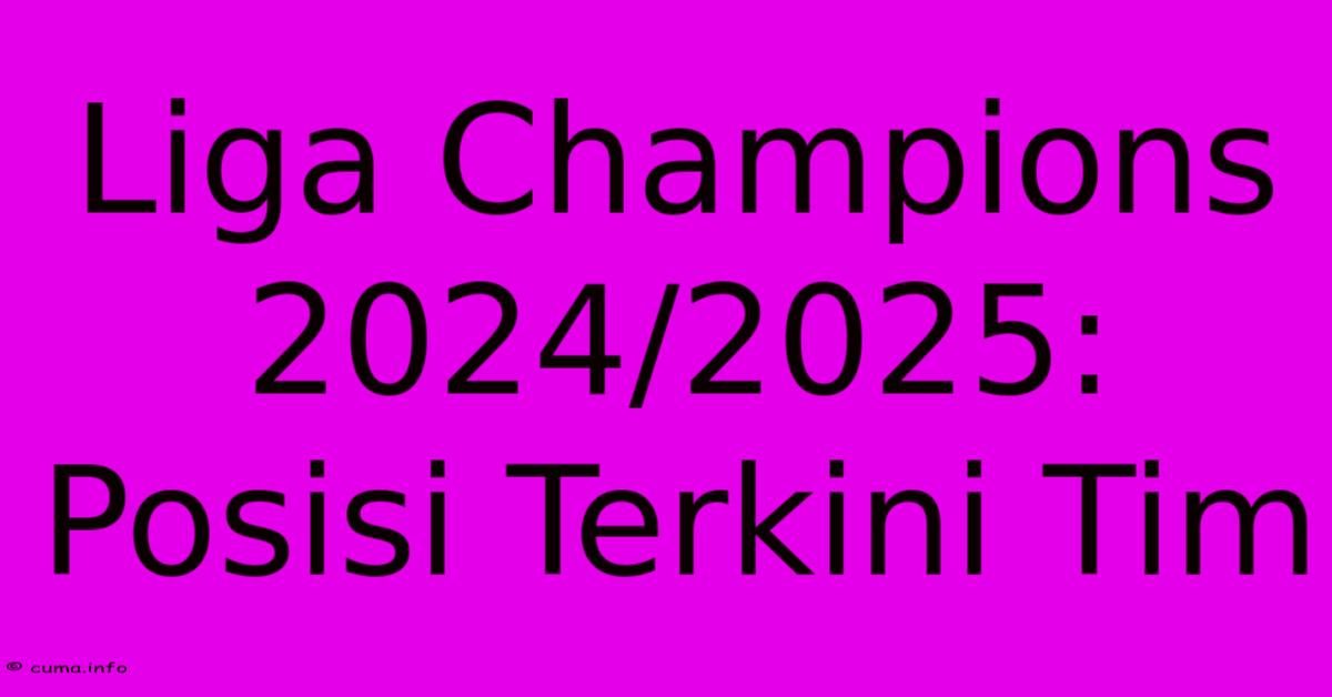Liga Champions 2024/2025: Posisi Terkini Tim Liga Champions 2024/2025: Posisi Terkini Tim