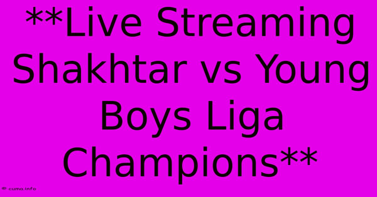 **Live Streaming Shakhtar Vs Young Boys Liga Champions** **Live Streaming Shakhtar Vs Young Boys Liga Champions**
