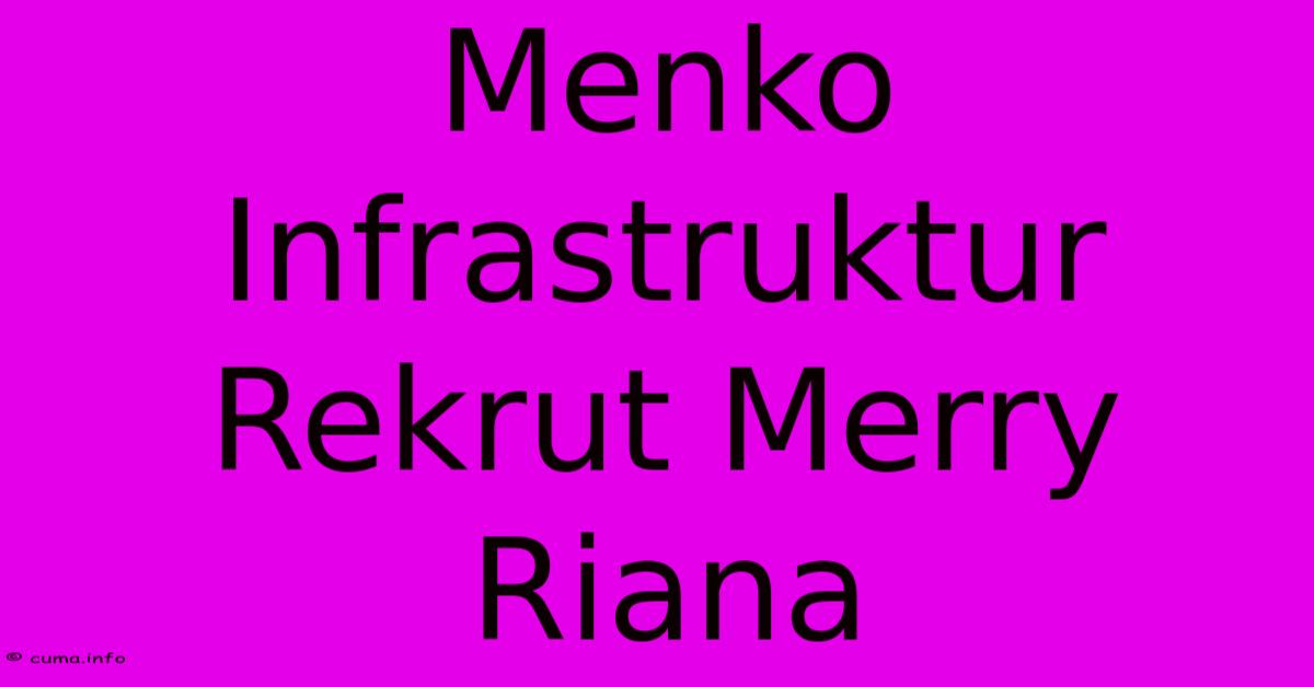 Menko Infrastruktur Rekrut Merry Riana Menko Infrastruktur Rekrut Merry Riana