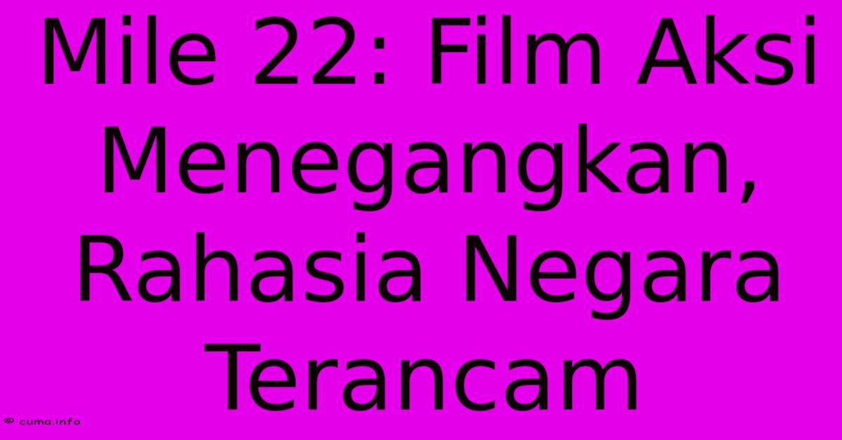 Mile 22: Film Aksi Menegangkan, Rahasia Negara Terancam