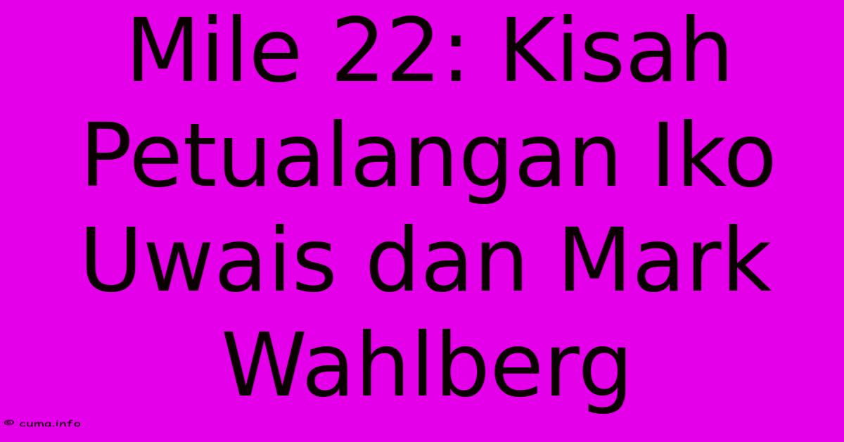 Mile 22: Kisah Petualangan Iko Uwais Dan Mark Wahlberg