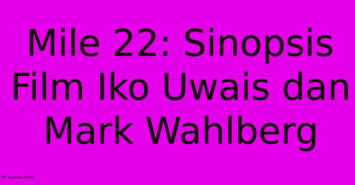 Mile 22: Sinopsis Film Iko Uwais Dan Mark Wahlberg