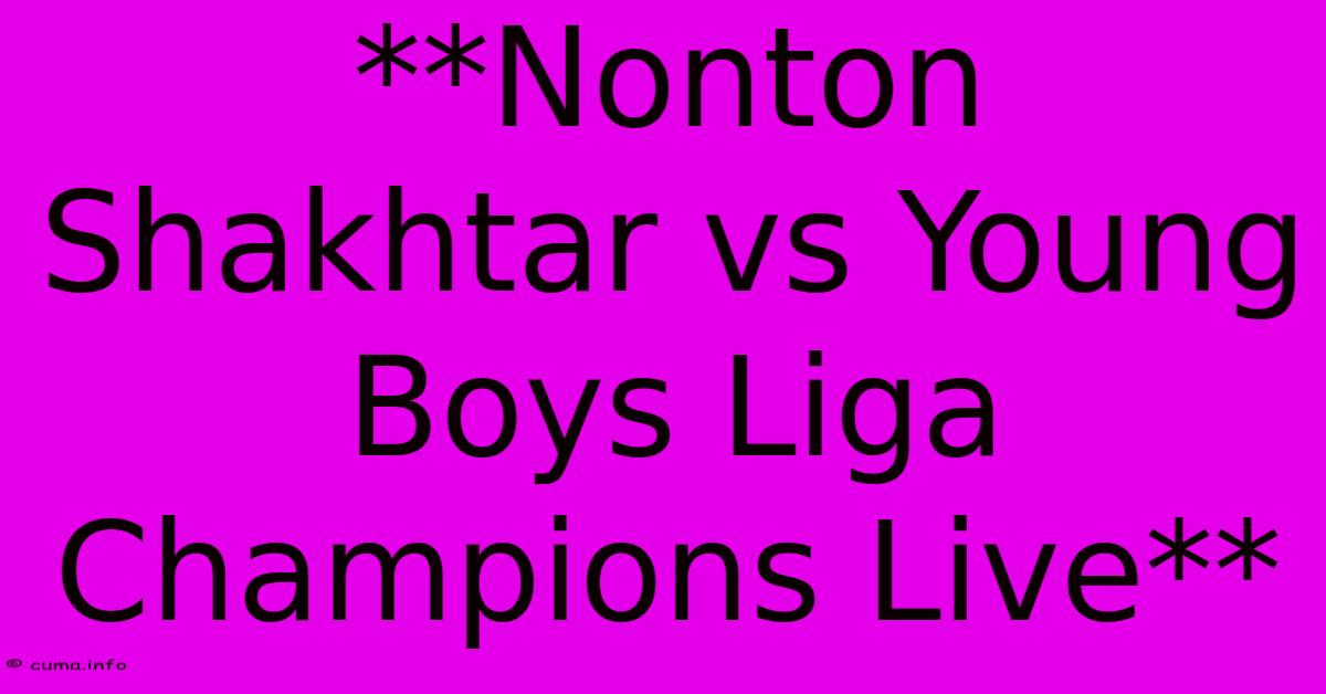**Nonton Shakhtar Vs Young Boys Liga Champions Live** **Nonton Shakhtar Vs Young Boys Liga Champions Live**