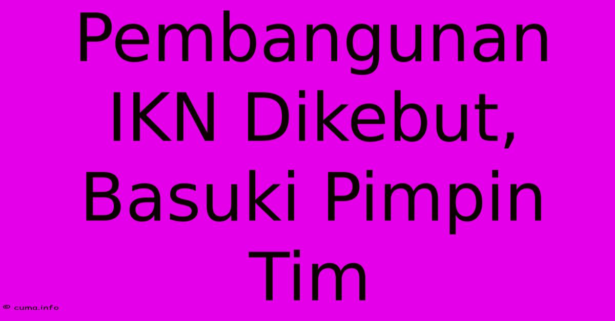 Pembangunan IKN Dikebut, Basuki Pimpin Tim Pembangunan IKN Dikebut, Basuki Pimpin Tim
