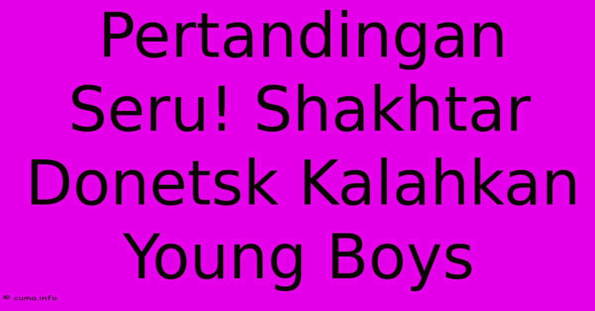 Pertandingan Seru! Shakhtar Donetsk Kalahkan Young Boys Pertandingan Seru! Shakhtar Donetsk Kalahkan Young Boys