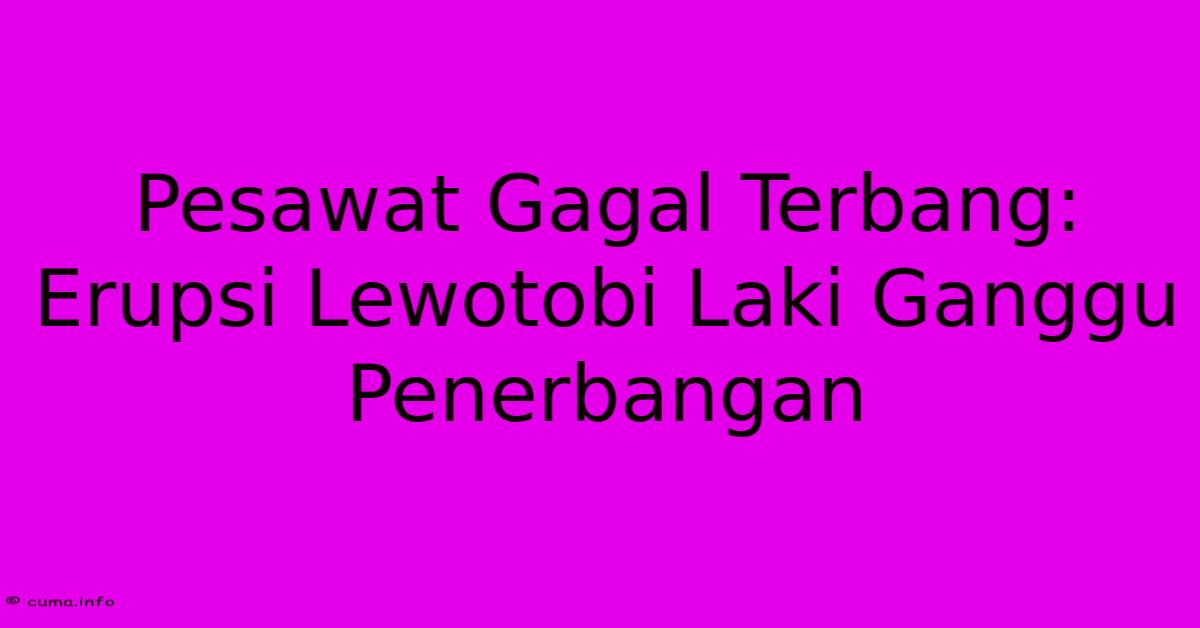 Pesawat Gagal Terbang: Erupsi Lewotobi Laki Ganggu Penerbangan Pesawat Gagal Terbang: Erupsi Lewotobi Laki Ganggu Penerbangan