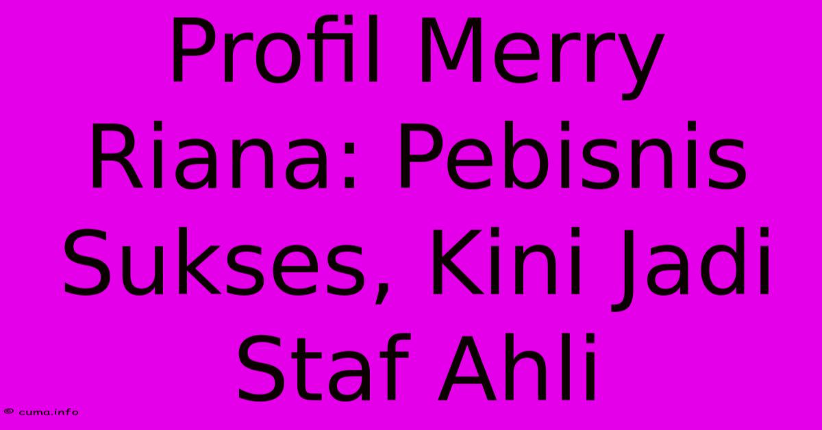 Profil Merry Riana: Pebisnis Sukses, Kini Jadi Staf Ahli Profil Merry Riana: Pebisnis Sukses, Kini Jadi Staf Ahli