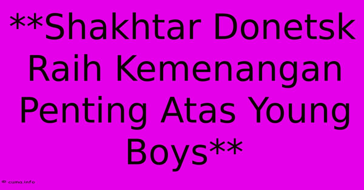 **Shakhtar Donetsk Raih Kemenangan Penting Atas Young Boys** **Shakhtar Donetsk Raih Kemenangan Penting Atas Young Boys**