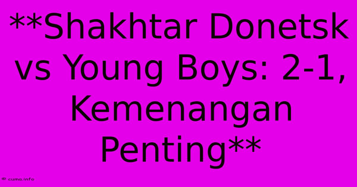 **Shakhtar Donetsk Vs Young Boys: 2-1, Kemenangan Penting** **Shakhtar Donetsk Vs Young Boys: 2-1, Kemenangan Penting**