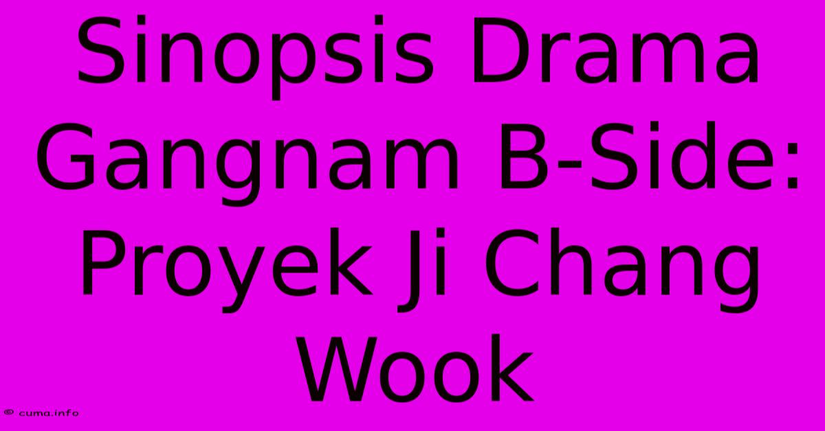 Sinopsis Drama Gangnam B-Side: Proyek Ji Chang Wook Sinopsis Drama Gangnam B-Side: Proyek Ji Chang Wook