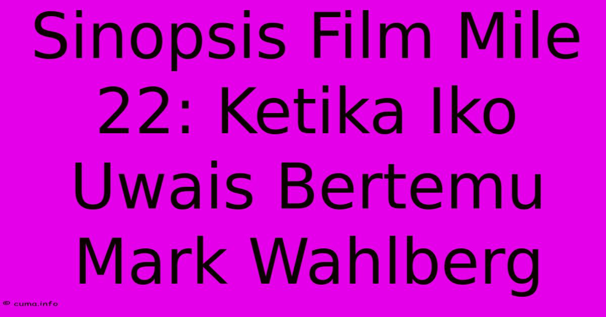 Sinopsis Film Mile 22: Ketika Iko Uwais Bertemu Mark Wahlberg