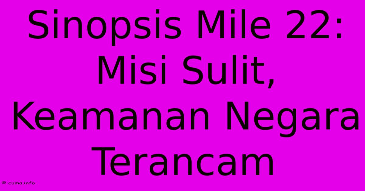 Sinopsis Mile 22:  Misi Sulit, Keamanan Negara Terancam 